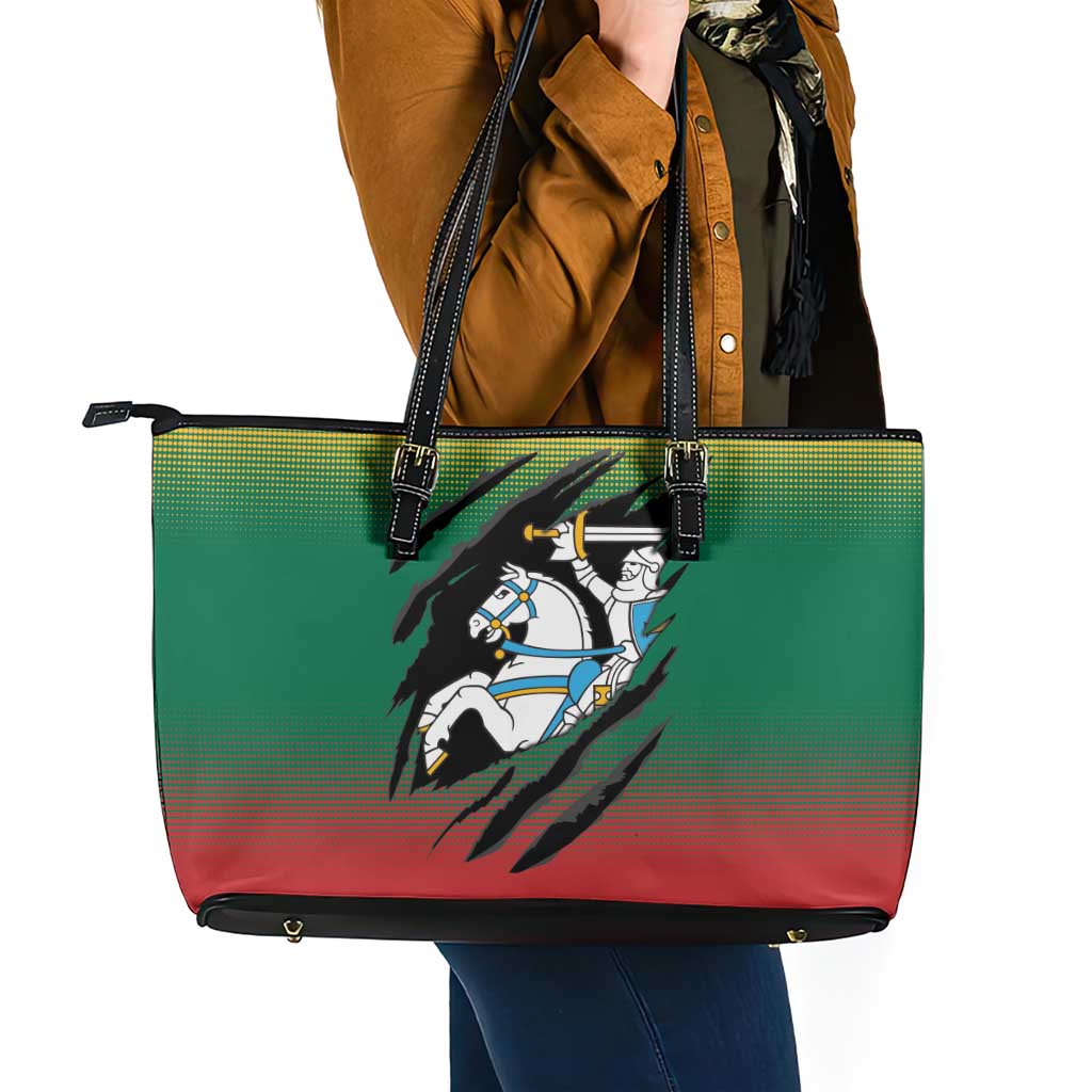 Lithuania Vytis Leather Tote Bag Lietuvos Chasing and Fighting