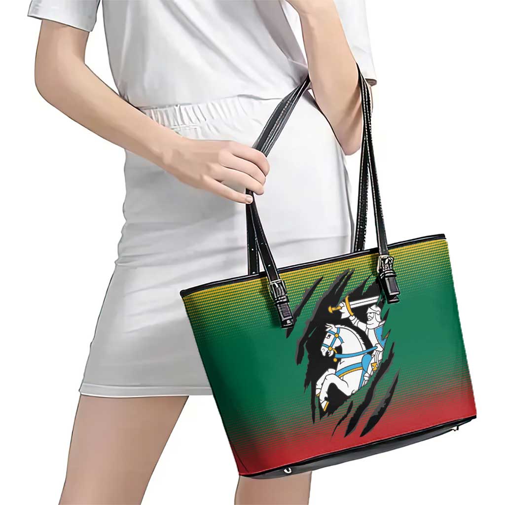Lithuania Vytis Leather Tote Bag Lietuvos Chasing and Fighting
