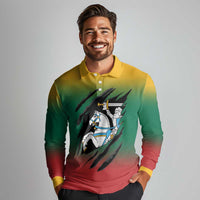 Lithuania Vytis Long Sleeve Polo Shirt Lietuvos Chasing and Fighting