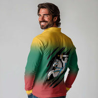 Lithuania Vytis Long Sleeve Polo Shirt Lietuvos Chasing and Fighting