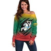 Lithuania Vytis Off Shoulder Sweater Lietuvos Chasing and Fighting