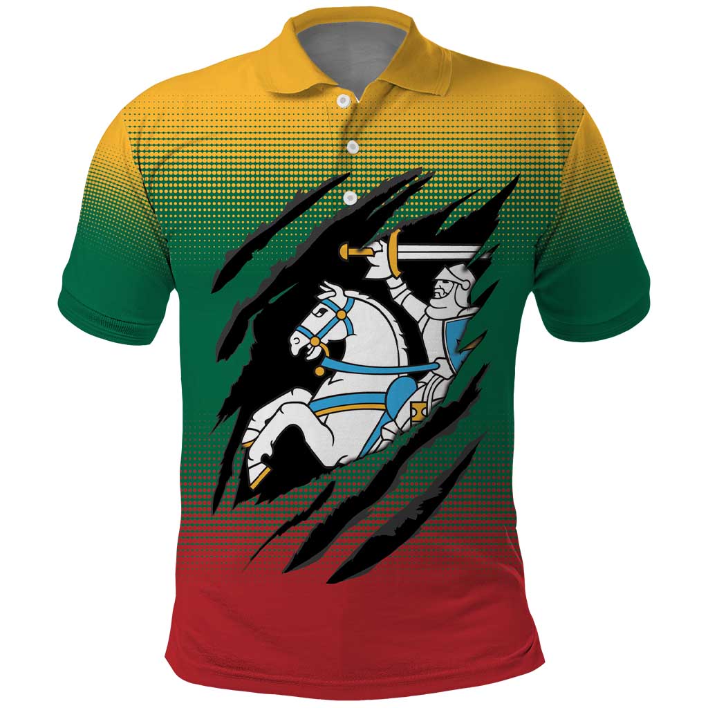 Lithuania Vytis Polo Shirt Lietuvos Chasing and Fighting
