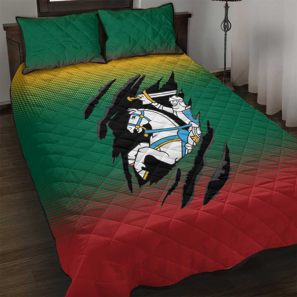 Lithuania Vytis Quilt Bed Set Lietuvos Chasing and Fighting