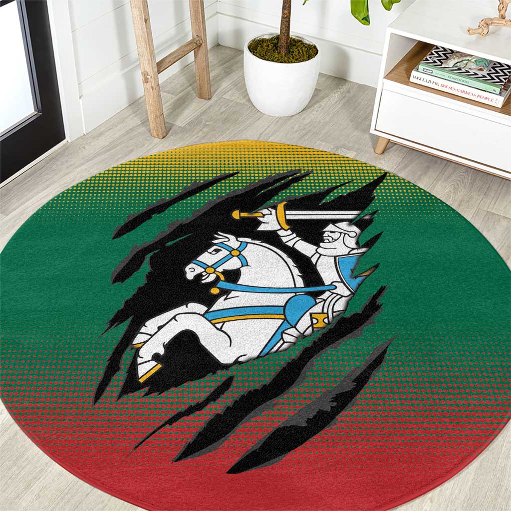 Lithuania Vytis Round Carpet Lietuvos Chasing and Fighting