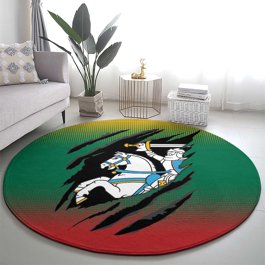 Lithuania Vytis Round Carpet Lietuvos Chasing and Fighting