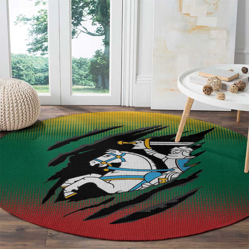 Lithuania Vytis Round Carpet Lietuvos Chasing and Fighting