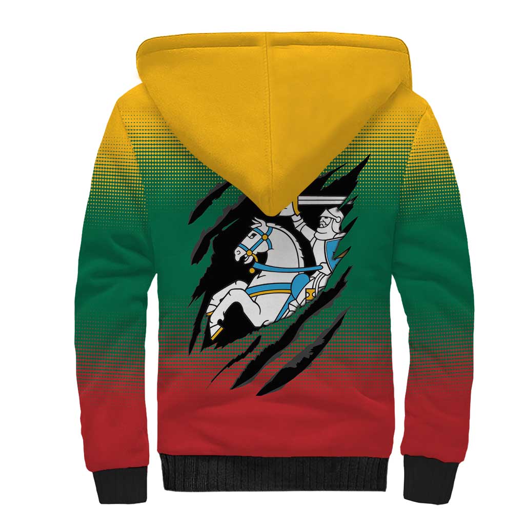 Lithuania Vytis Sherpa Hoodie Lietuvos Chasing and Fighting