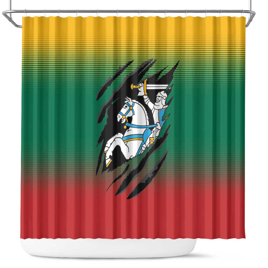 Lithuania Vytis Shower Curtain Lietuvos Chasing and Fighting