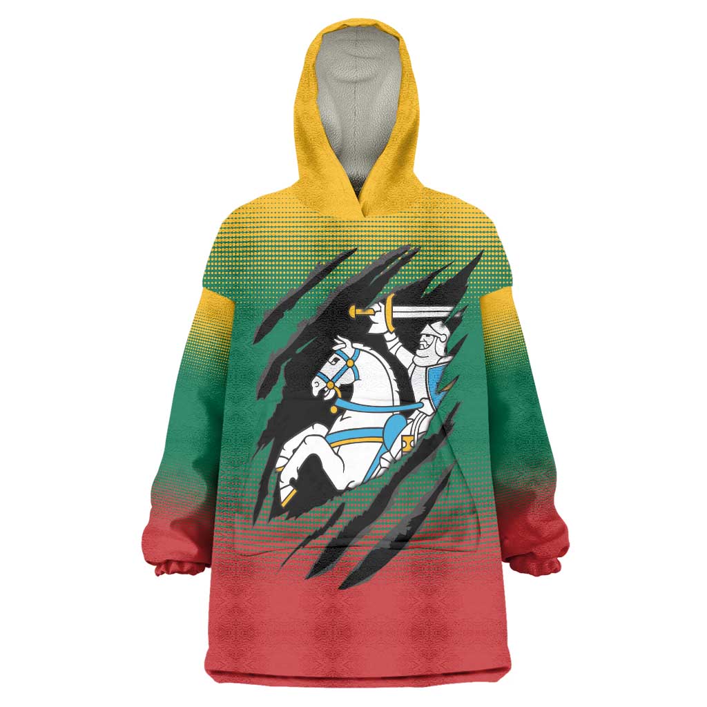 Lithuania Vytis Wearable Blanket Hoodie Lietuvos Chasing and Fighting