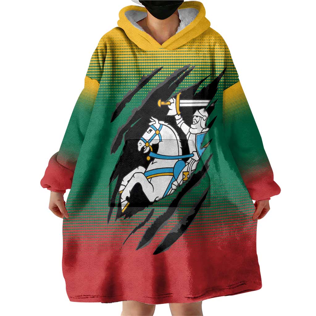 Lithuania Vytis Wearable Blanket Hoodie Lietuvos Chasing and Fighting