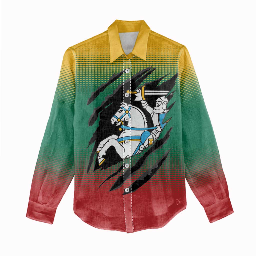 Lithuania Vytis Women Casual Shirt Lietuvos Chasing and Fighting