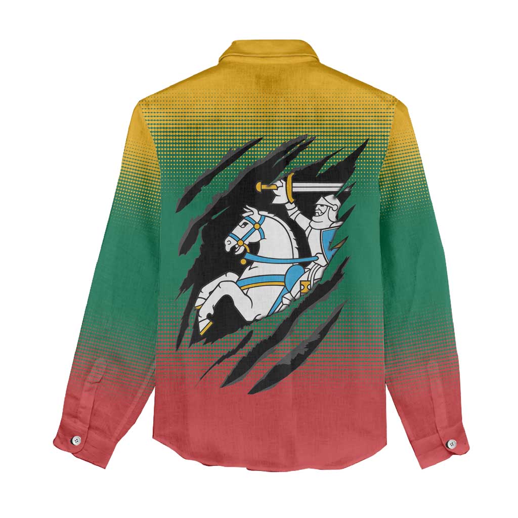 Lithuania Vytis Women Casual Shirt Lietuvos Chasing and Fighting