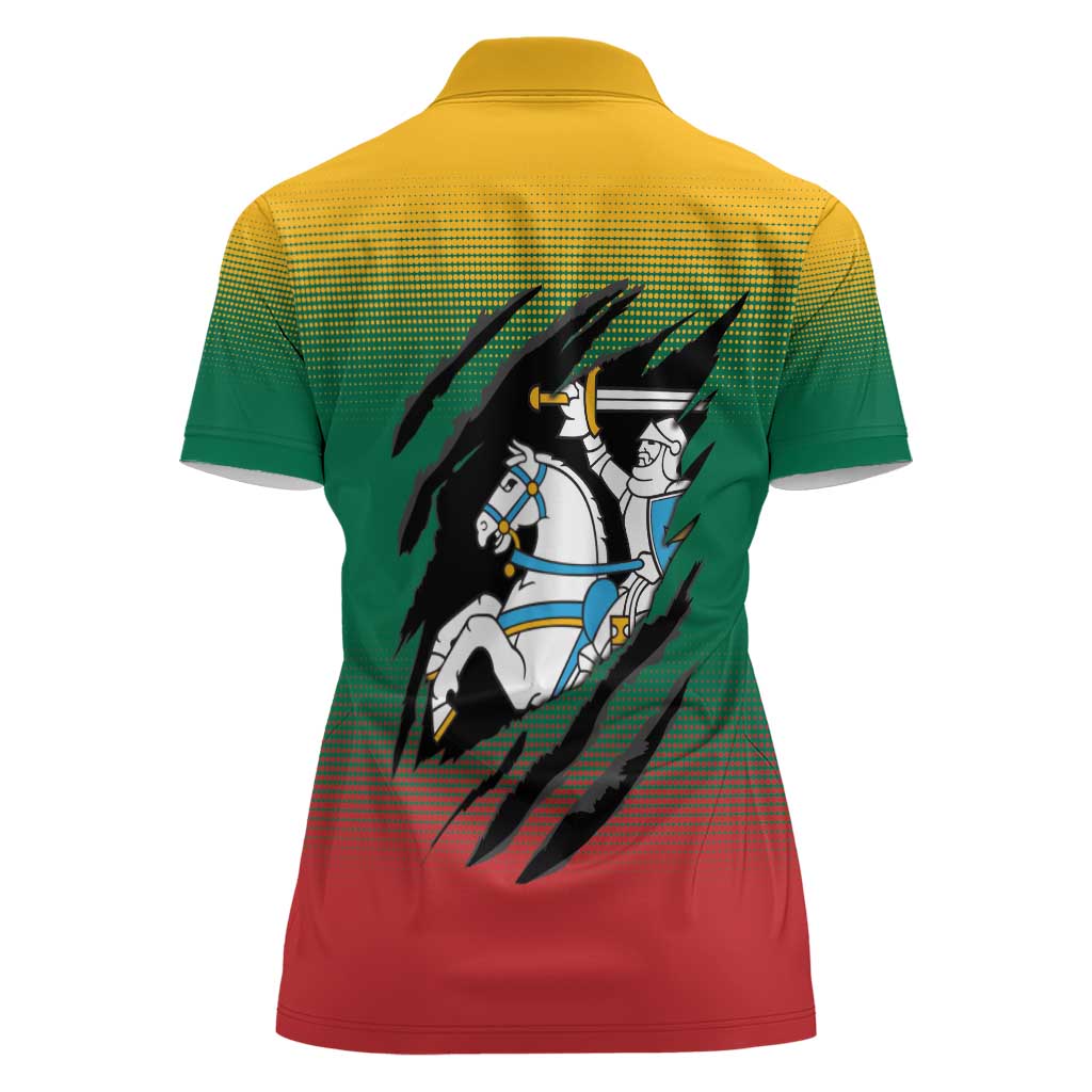 Lithuania Vytis Women Polo Shirt Lietuvos Chasing and Fighting