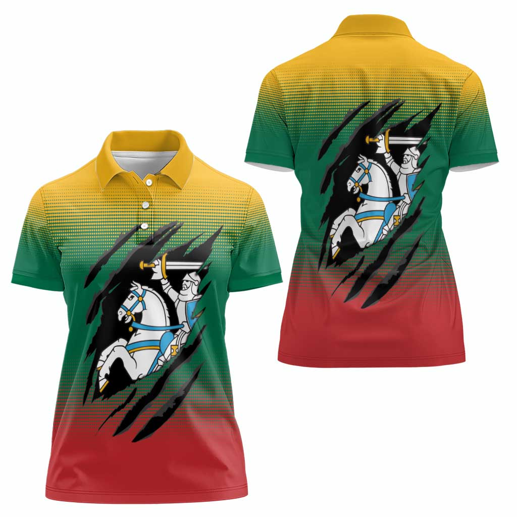 Lithuania Vytis Women Polo Shirt Lietuvos Chasing and Fighting