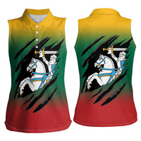 Lithuania Vytis Women Sleeveless Polo Shirt Lietuvos Chasing and Fighting