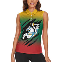 Lithuania Vytis Women Sleeveless Polo Shirt Lietuvos Chasing and Fighting