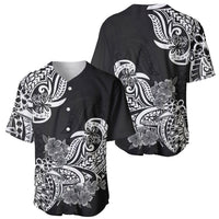 Polynesian Baseball Jersey Pacific Flower Mix Floral Tribal Tattoo Black Vibe LT9 - Wonder Print Shop
