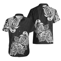 Polynesian Hawaiian Shirt Pacific Flower Mix Floral Tribal Tattoo Black Vibe - Wonder Print Shop