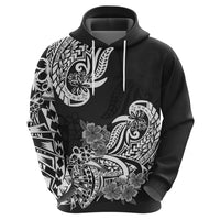Polynesian Hoodie Pacific Flower Mix Floral Tribal Tattoo Black Vibe - Wonder Print Shop