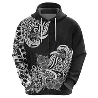 Polynesian Hoodie Pacific Flower Mix Floral Tribal Tattoo Black Vibe - Wonder Print Shop
