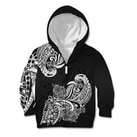 Polynesian Kid Hoodie Pacific Flower Mix Floral Tribal Tattoo Black Vibe - Wonder Print Shop
