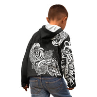 Polynesian Kid Hoodie Pacific Flower Mix Floral Tribal Tattoo Black Vibe - Wonder Print Shop