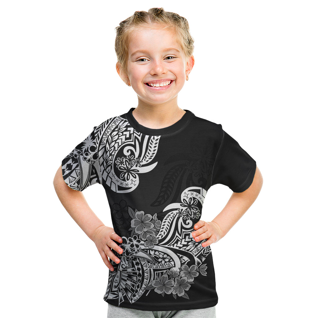 Polynesian Kid T Shirt Pacific Flower Mix Floral Tribal Tattoo Black Vibe - Wonder Print Shop