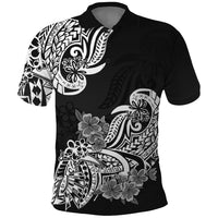 Polynesian Polo Shirt Pacific Flower Mix Floral Tribal Tattoo Black Vibe - Wonder Print Shop