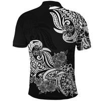 Polynesian Polo Shirt Pacific Flower Mix Floral Tribal Tattoo Black Vibe - Wonder Print Shop