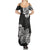 Polynesian Summer Maxi Dress Pacific Flower Mix Floral Tribal Tattoo Black Vibe - Wonder Print Shop