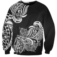 Polynesian Sweatshirt Pacific Flower Mix Floral Tribal Tattoo Black Vibe - Wonder Print Shop
