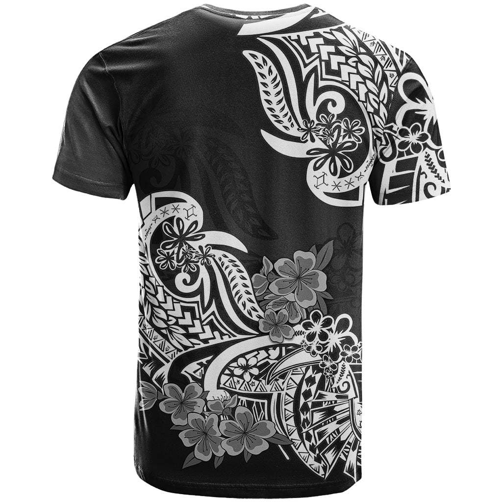 Polynesian T Shirt Pacific Flower Mix Floral Tribal Tattoo Black Vibe - Wonder Print Shop