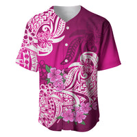 Polynesian Baseball Jersey Pacific Flower Mix Floral Tribal Tattoo Pink Vibe LT9 - Wonder Print Shop