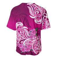 Polynesian Baseball Jersey Pacific Flower Mix Floral Tribal Tattoo Pink Vibe LT9 - Wonder Print Shop