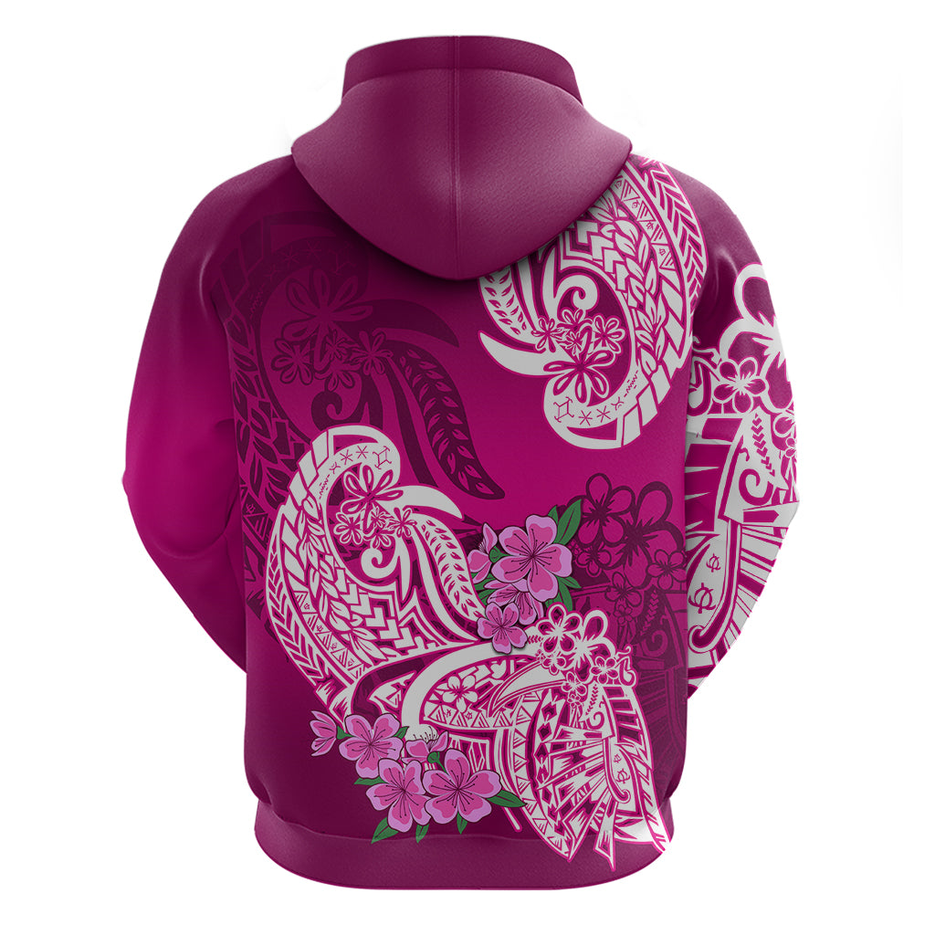 Polynesian Hoodie Pacific Flower Mix Floral Tribal Tattoo Pink Vibe - Wonder Print Shop