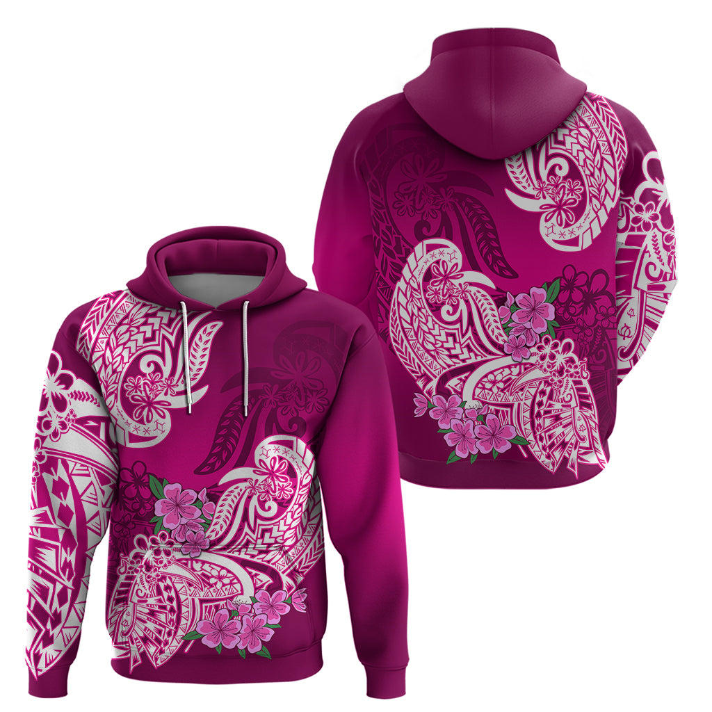 Polynesian Hoodie Pacific Flower Mix Floral Tribal Tattoo Pink Vibe - Wonder Print Shop
