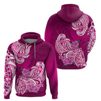 Polynesian Hoodie Pacific Flower Mix Floral Tribal Tattoo Pink Vibe - Wonder Print Shop