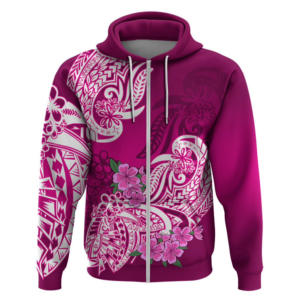 Polynesian Hoodie Pacific Flower Mix Floral Tribal Tattoo Pink Vibe - Wonder Print Shop