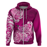 Polynesian Hoodie Pacific Flower Mix Floral Tribal Tattoo Pink Vibe - Wonder Print Shop