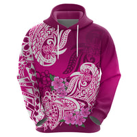 Polynesian Hoodie Pacific Flower Mix Floral Tribal Tattoo Pink Vibe - Wonder Print Shop