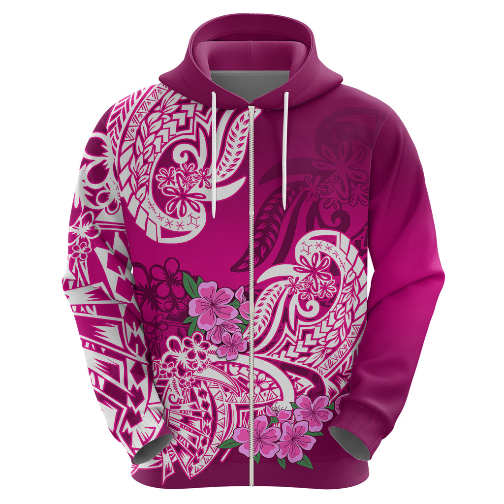 Polynesian Hoodie Pacific Flower Mix Floral Tribal Tattoo Pink Vibe - Wonder Print Shop