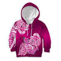 Polynesian Kid Hoodie Pacific Flower Mix Floral Tribal Tattoo Pink Vibe - Wonder Print Shop
