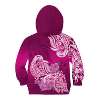 Polynesian Kid Hoodie Pacific Flower Mix Floral Tribal Tattoo Pink Vibe - Wonder Print Shop