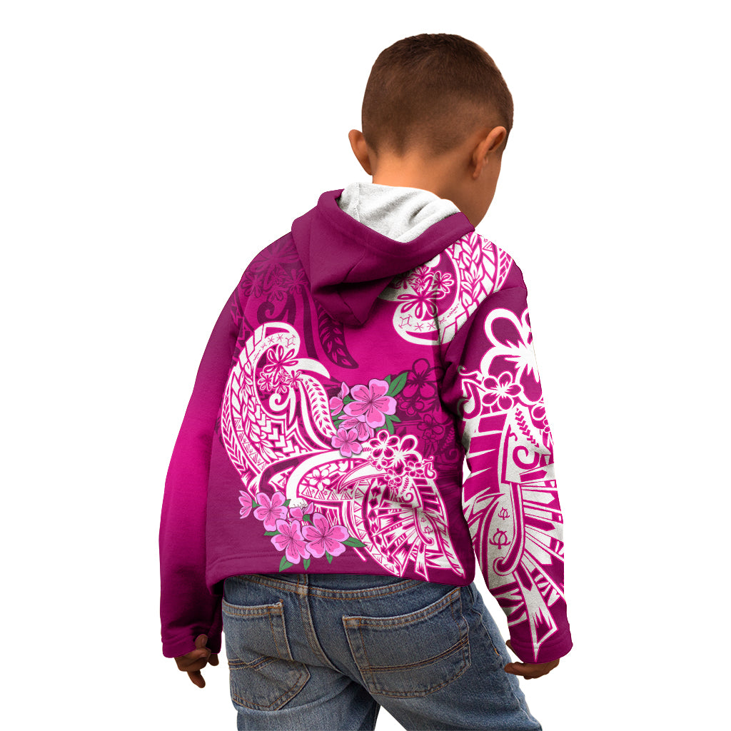 Polynesian Kid Hoodie Pacific Flower Mix Floral Tribal Tattoo Pink Vibe - Wonder Print Shop