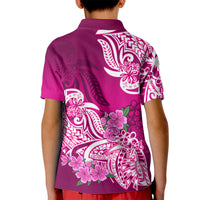 Polynesian Kid Polo Shirt Pacific Flower Mix Floral Tribal Tattoo Pink Vibe - Wonder Print Shop