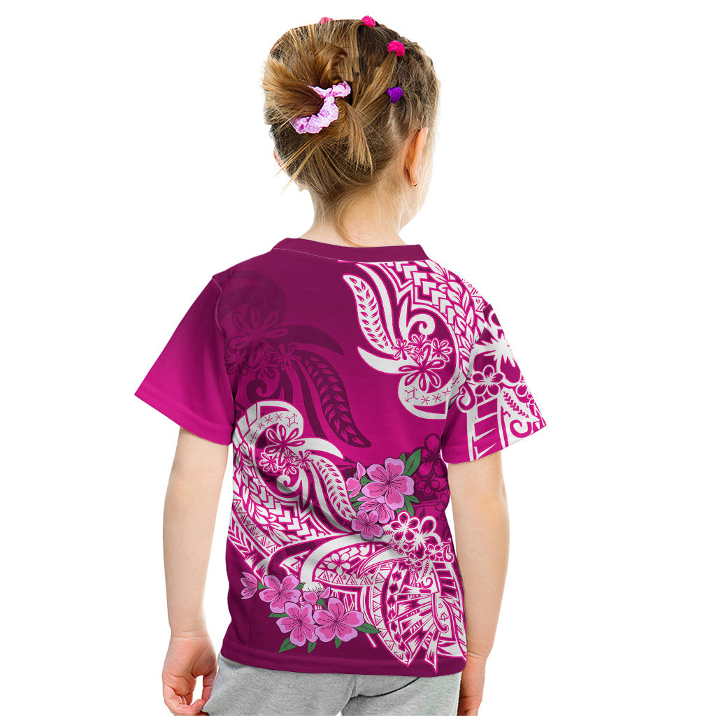Polynesian Kid T Shirt Pacific Flower Mix Floral Tribal Tattoo Pink Vibe - Wonder Print Shop