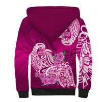 Polynesian Sherpa Hoodie Pacific Flower Mix Floral Tribal Tattoo Pink Vibe - Wonder Print Shop