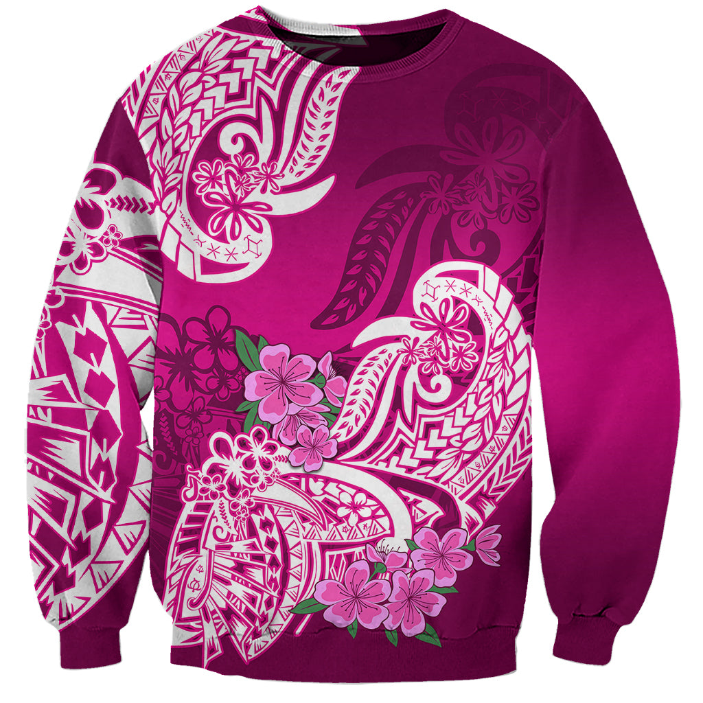 Polynesian Sweatshirt Pacific Flower Mix Floral Tribal Tattoo Pink Vibe - Wonder Print Shop