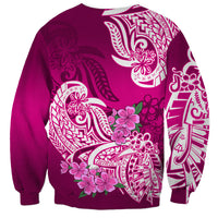 Polynesian Sweatshirt Pacific Flower Mix Floral Tribal Tattoo Pink Vibe - Wonder Print Shop