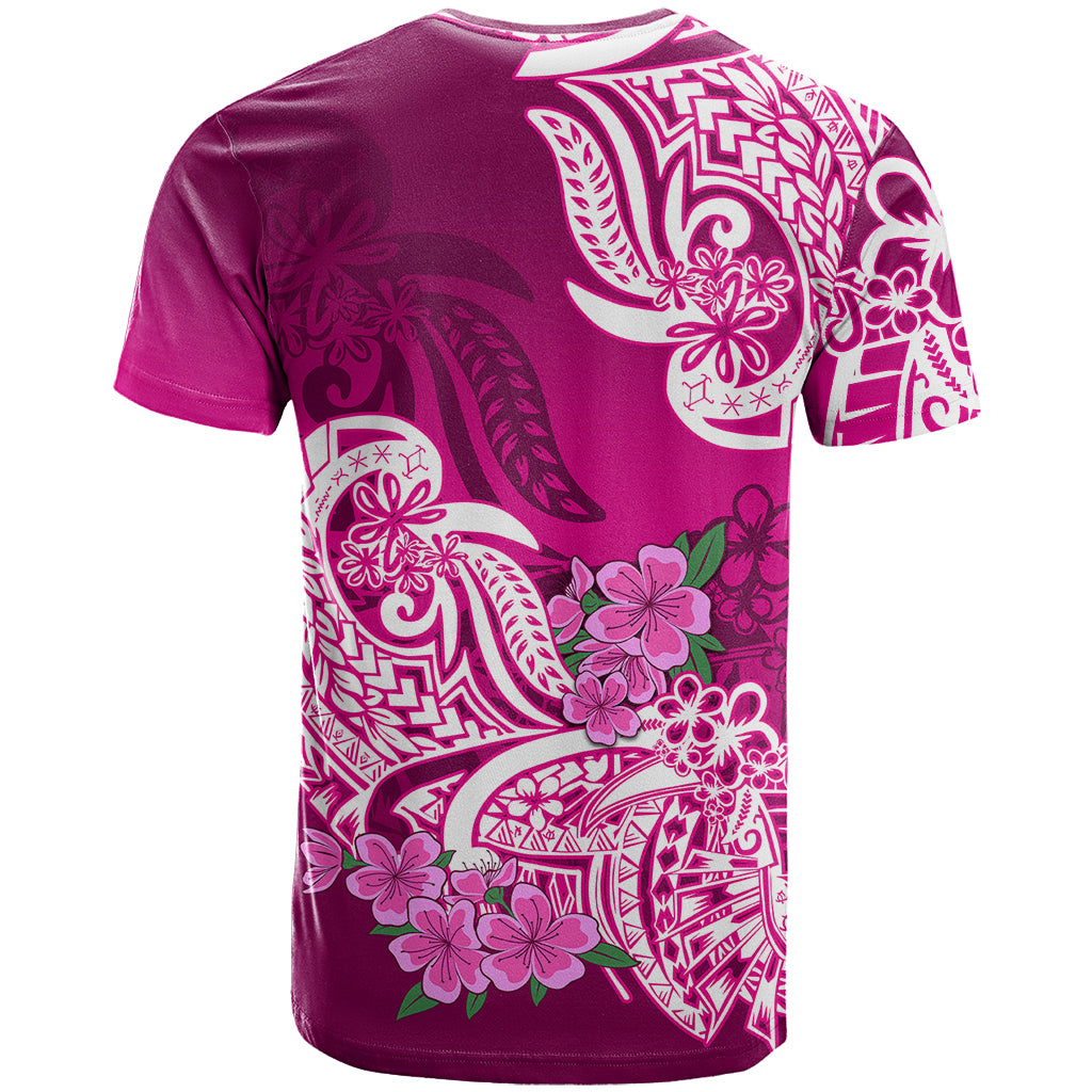 Polynesian T Shirt Pacific Flower Mix Floral Tribal Tattoo Pink Vibe - Wonder Print Shop